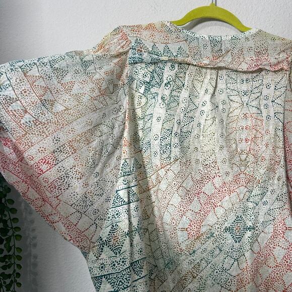 Anthropologie Eri + Ali Briony Multicolored Dolman Balloon Sleeve Top Mosaic Sm - Picture 8 of 9